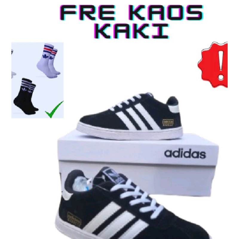 Sepatu Sekolah Anak Laki laki dan Perempuan Adidas Gazelle Hitam Putih
