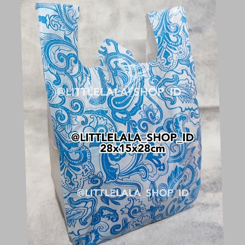 Plastik Belanja Motif Batik  28x15x28cm isi +- 18 lembar/kantong belanja/plastik kresek motif batik 