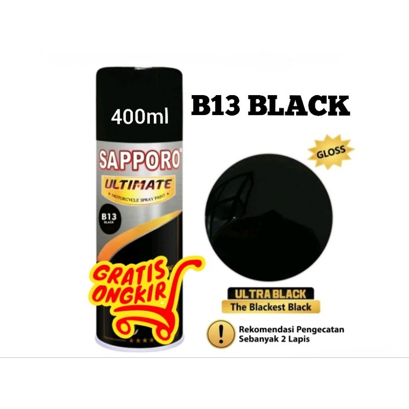 Sapporo Ultimate B13 Black/hitam/cat semprot/pylox/pilox/pilok/sepeda/motor/helm
