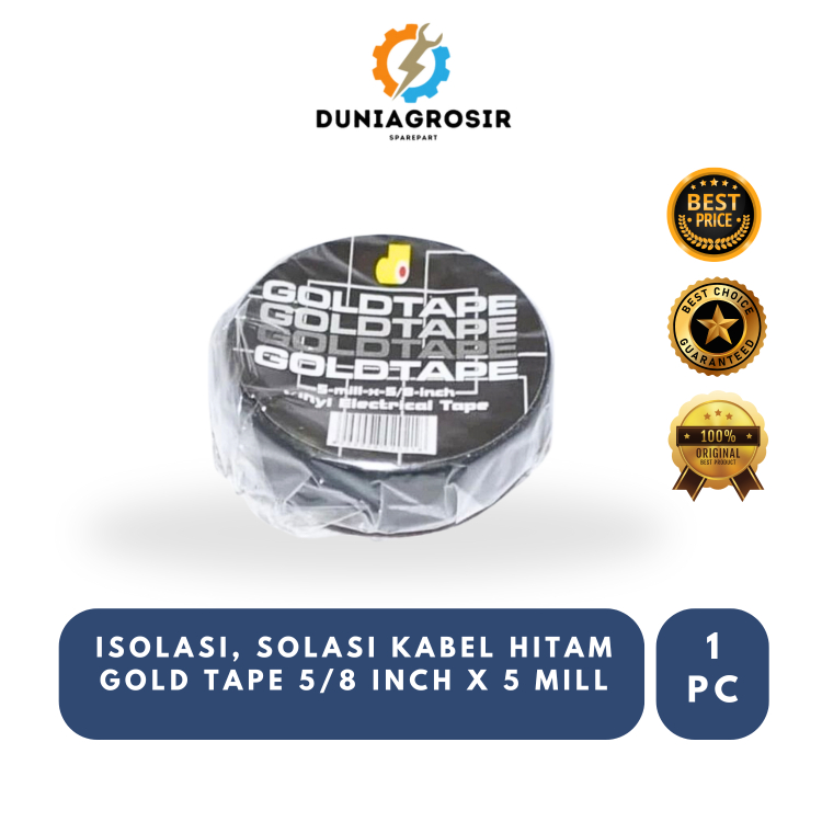 

ISOLASI, SOLASI KABEL HITAM GOLD TAPE 5/8 INCH X 5 MILL