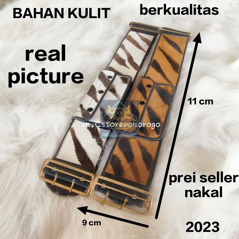 SABUK BOPO KULIT MOTIF MACAN 9 CM / Sabuk bopo anak / sabuk otok / reog / barongan / caplokan / devi