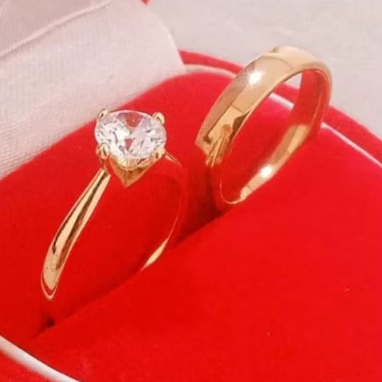 Cincin Tunangan Titanium Asli Cincin Kawin Anti Karat
