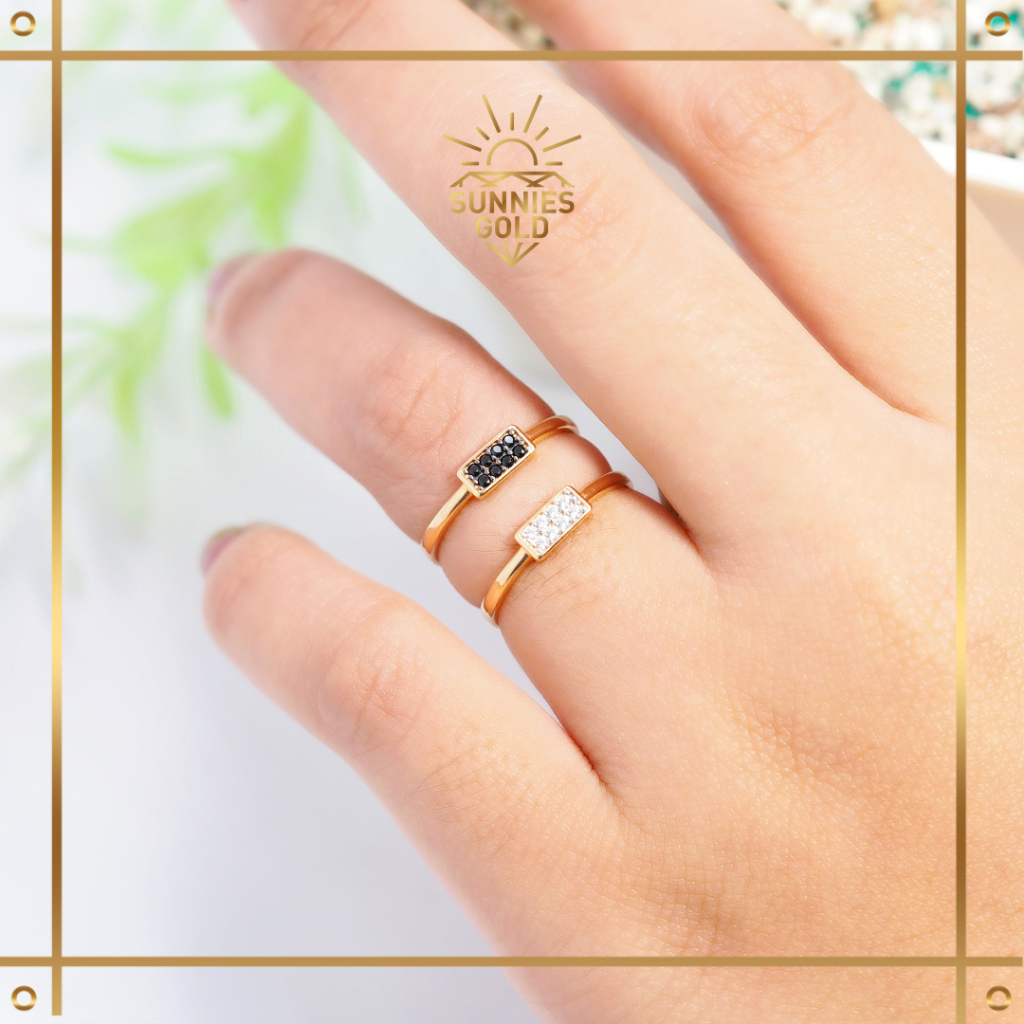 CINCIN  EMAS KADAR 6K, 8K, 16K CINCIN PERMATA KOTAK  ELEGANT SIMPLE CK 394