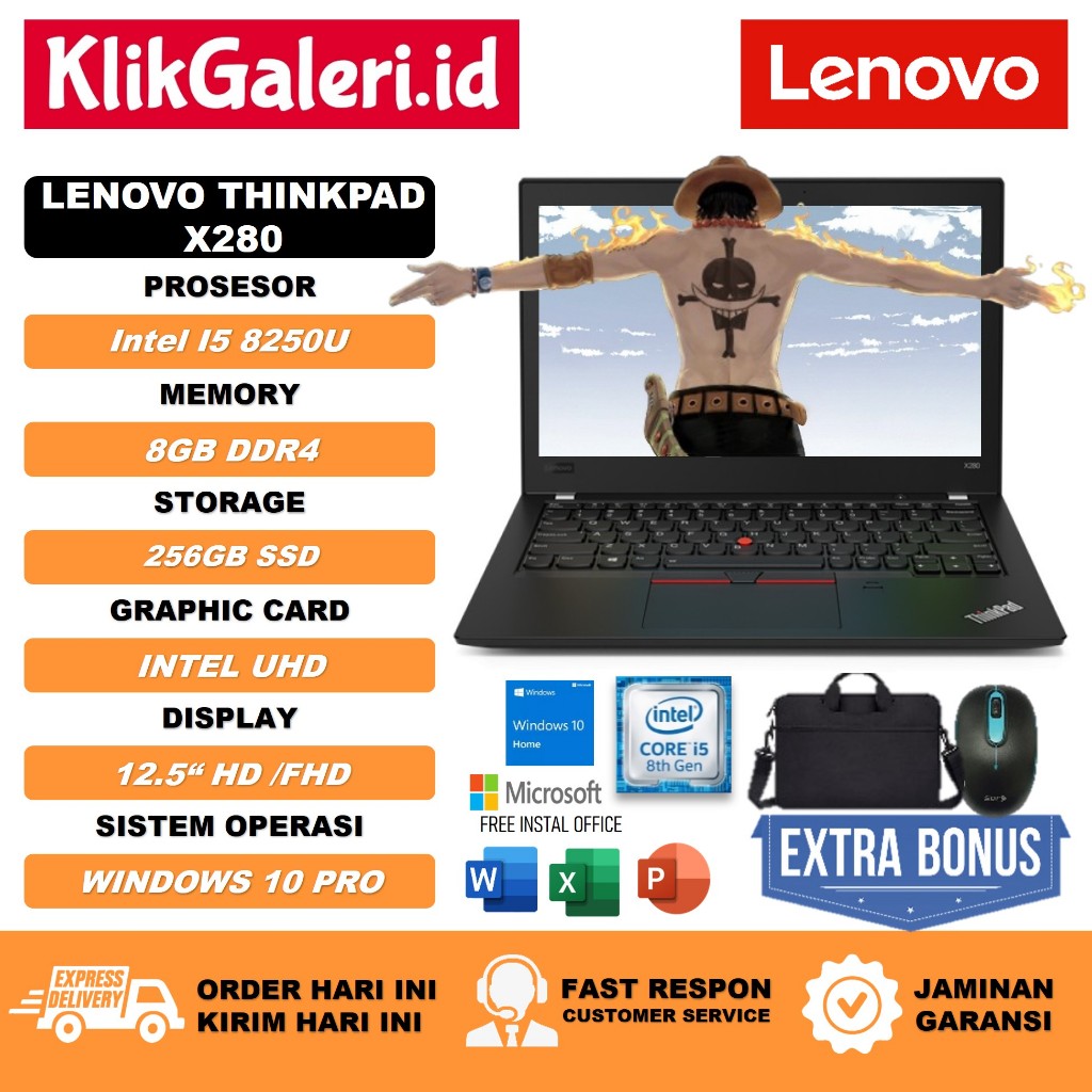 Lenovo Thinkpad X280 Intel i5 16GB 256GB SSD Win10 Pro