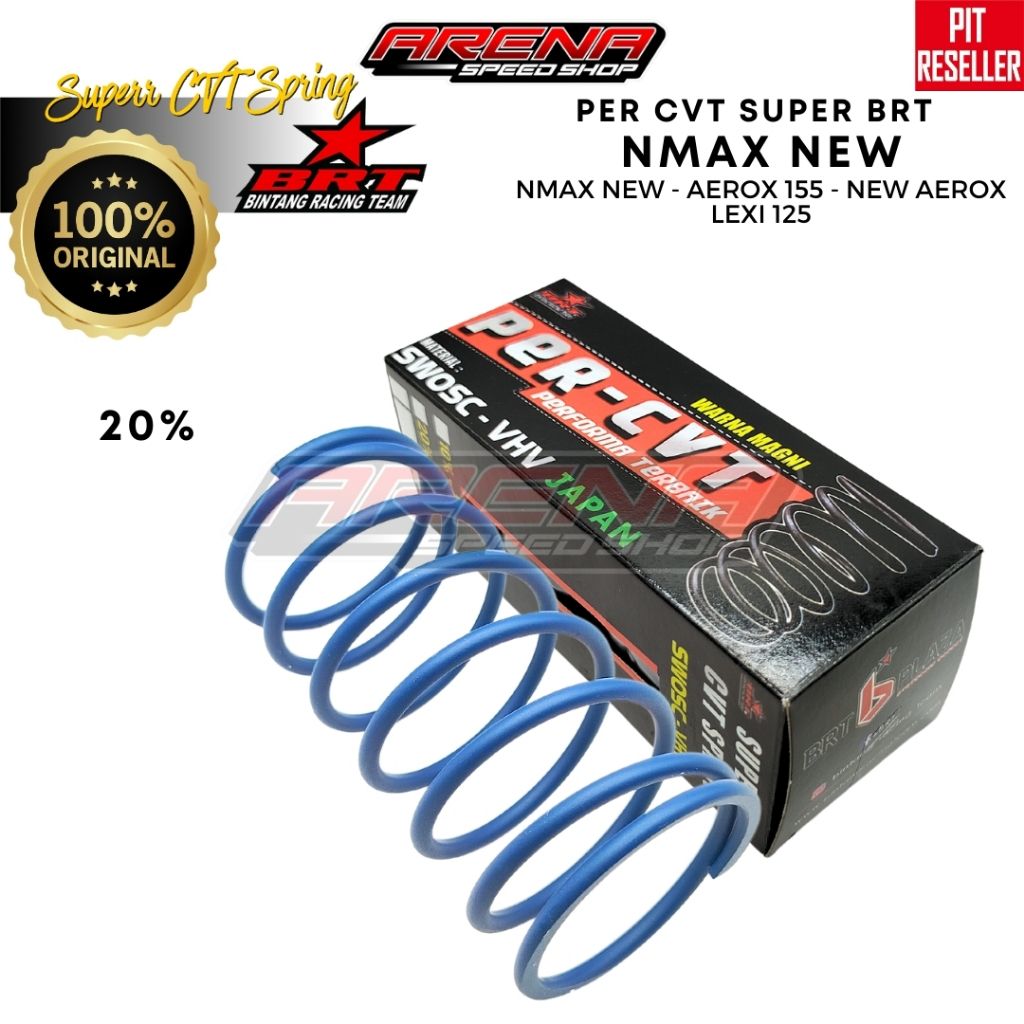 BRT Super CVT Spring 20% Nmax New - Per CVT Biru All New Aerox 155 Lexi 125 1500 RPM Original BRT