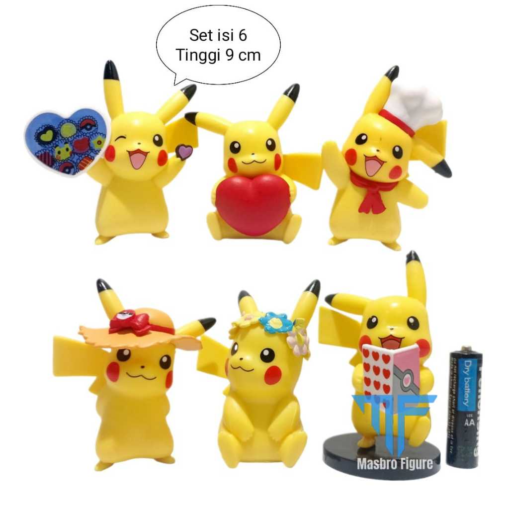 Mini Figure Pokemon Pikachu Figure Mainan Topper Pokemon Set isi 6