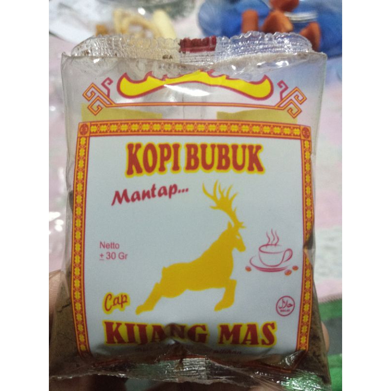 

Kopi bubuk cap Kijang Mas 30 gram Asli Lampung