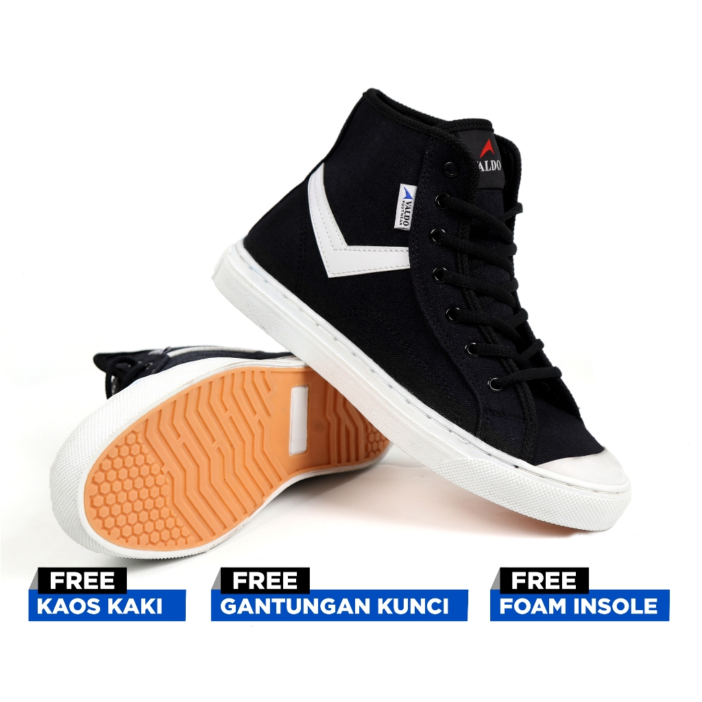 VALDOku Sepatu Pria Wanita Boots Fashion Casual Hitam Putih