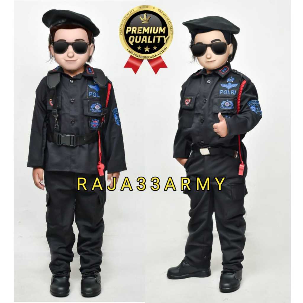 Baju Seragam PDL BRIMOB Anak karnaval / KOSTUM BRIMOB ANAK / BAJU KARNAVAL BRIMOB CILIK