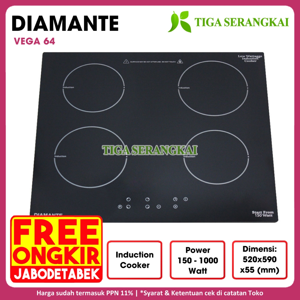 Diamante Induction Hob Kompor Listrik Induksi Tanam 4 Tungku Vega 64