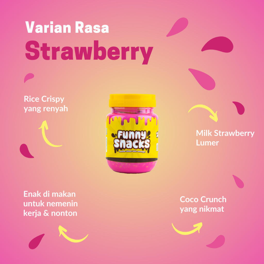 

Coklat Lumer Strawberry - Funny Snack - Choco Jar - Choco Crunchy - Cemilan Manis - Travel Size