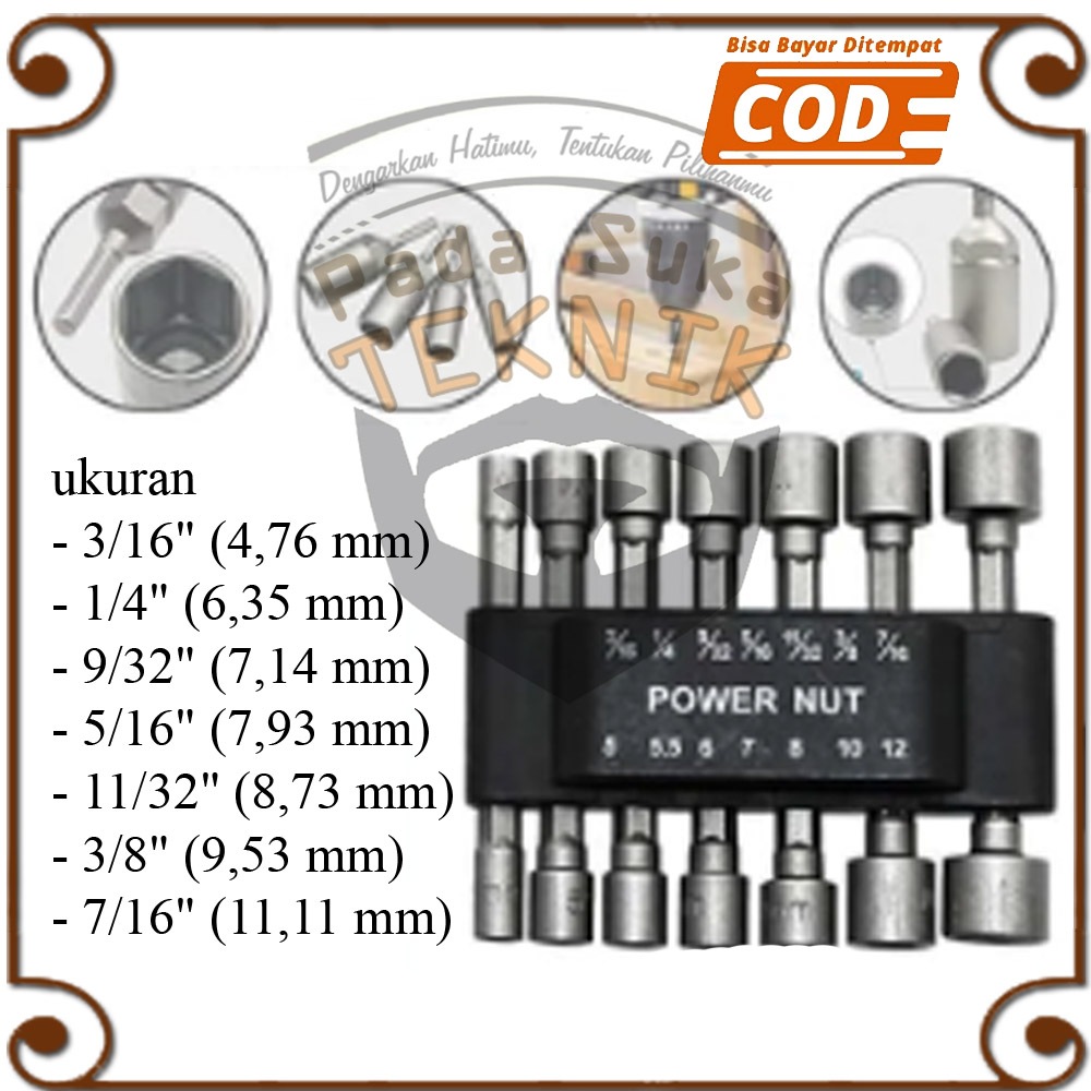 Kunci Mata Sok Baut Roofing Baja Ringan Konektor Mesin Bor 1 Set 14pcs