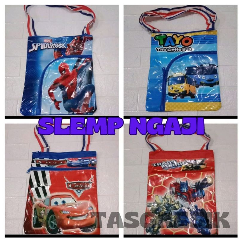 OBRAL....... TAS ANAK NGAJI COWOK/TAS SAMPING PRINTING KARAKTER KOMBINASI DOLBI