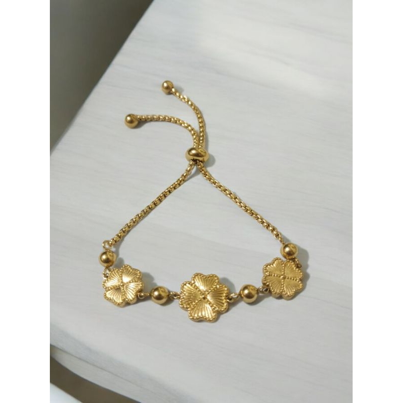 Gelang Premium Serut Titanium Jewelry Wanita Ori 051 Mewah Dan Anti Karat/Luntur