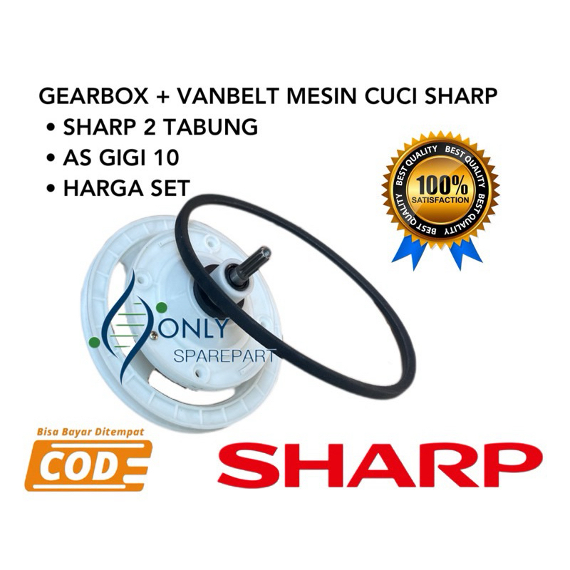 SHARP ES-T65M Gearbox + Vanbelt Mesin Cuci Sharp 2 Tabung Girbok Gerbok Gear Box Set