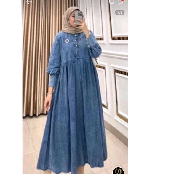 midi full jeans dress jumbo cantik