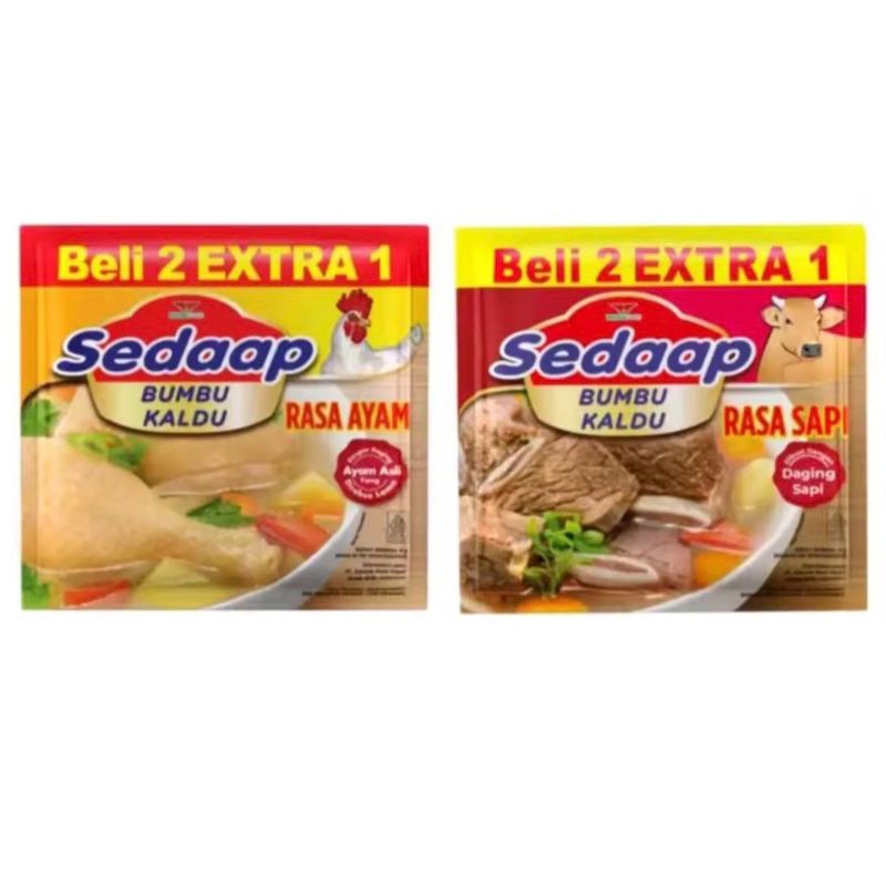 

Sedap bumbu kaldu 1 renceng 18 sachet ayam sapi