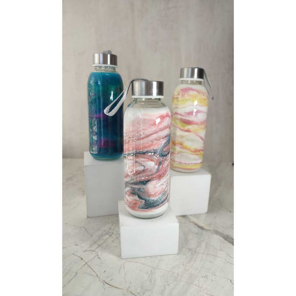 Botol Minum Aesthetic / Botol Minum Kaca 420ML /  Tumbler Unik / Botol Air Minum / Tumblr