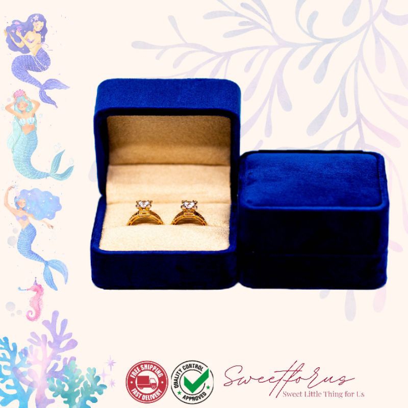 Couple Velvet Premium Wedding Ring Box | Kotak Cincin Velvet Halus Seserahan Lamaran