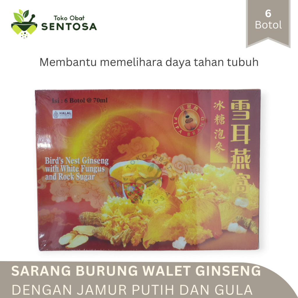 

Sarang burung walet ginseng, dengan jamur putih, dan gula batu