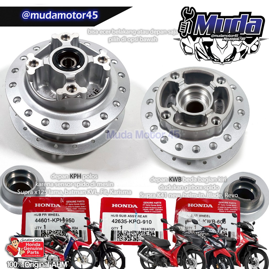 TROMOL SET SUPRA X 125 BLADE DD DEPAN BELAKANG CAKRAM DOUBLE DISC 44601-KPH-KWB 42635-KPG 44601KPH95