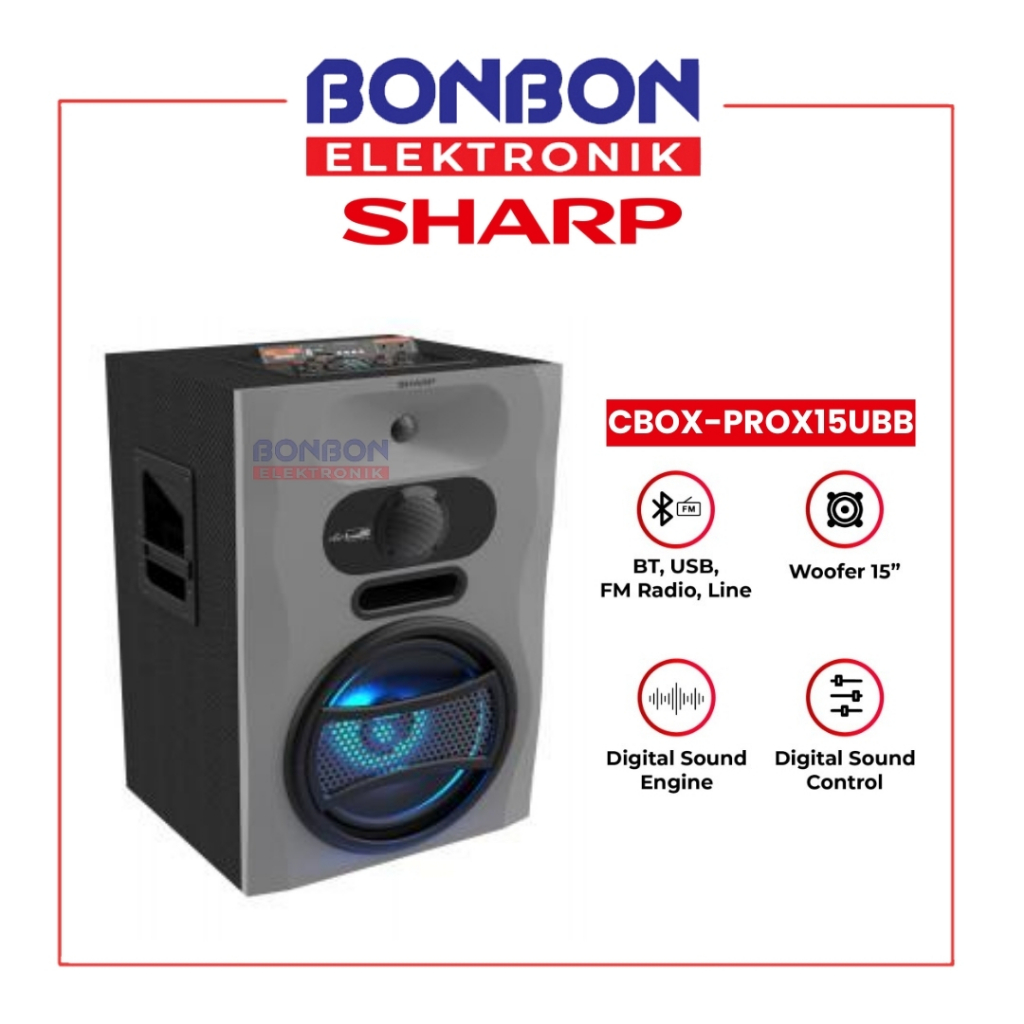Sharp Speaker Active CBOX-PROX15UBB Pro X Series Grey 110 Watt