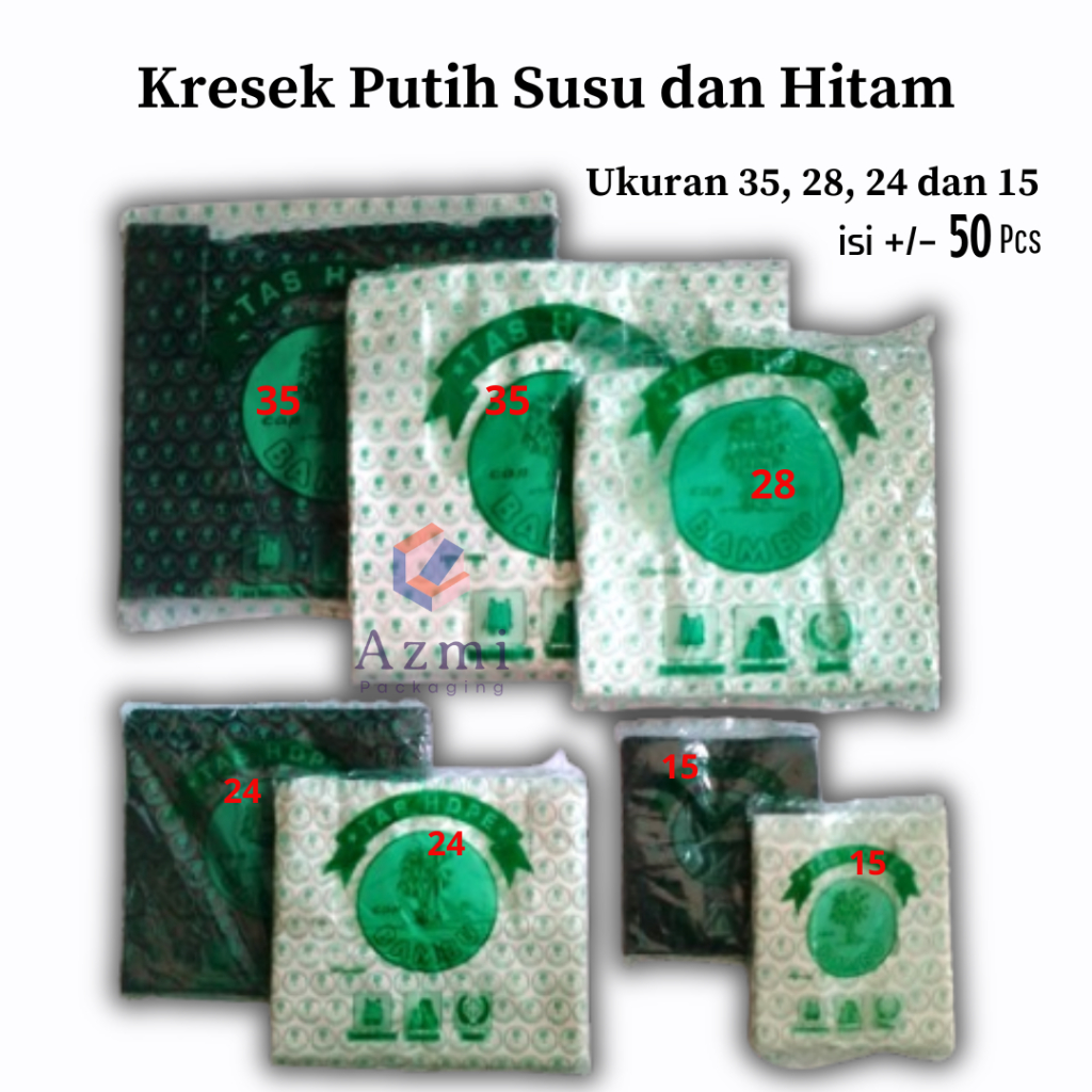 Kantong Kresek Bambu Hijau Warna Hitam dan Putih Ukuran 35 28 24 15 Kresek Hajatan Kotak Nasi Snack