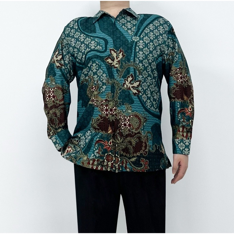 Baju Batik Shirt Pria Katun Biru Hijau Tosca Turquoise