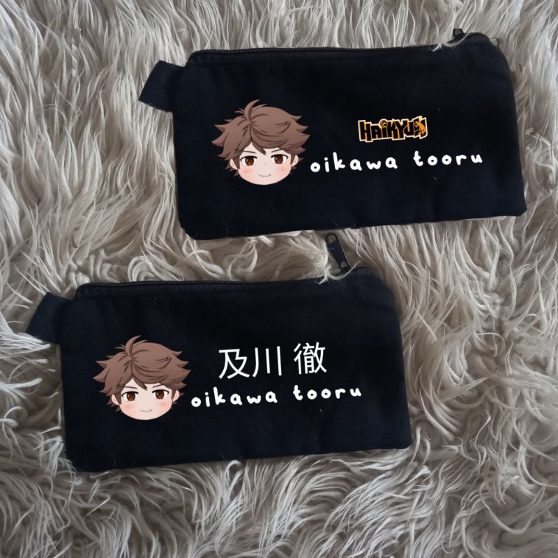 

Tempat pinsil haikyuu kanvas hitam pen case oikawa suna tsuki tepak nishinoya kenma bokuto pounch