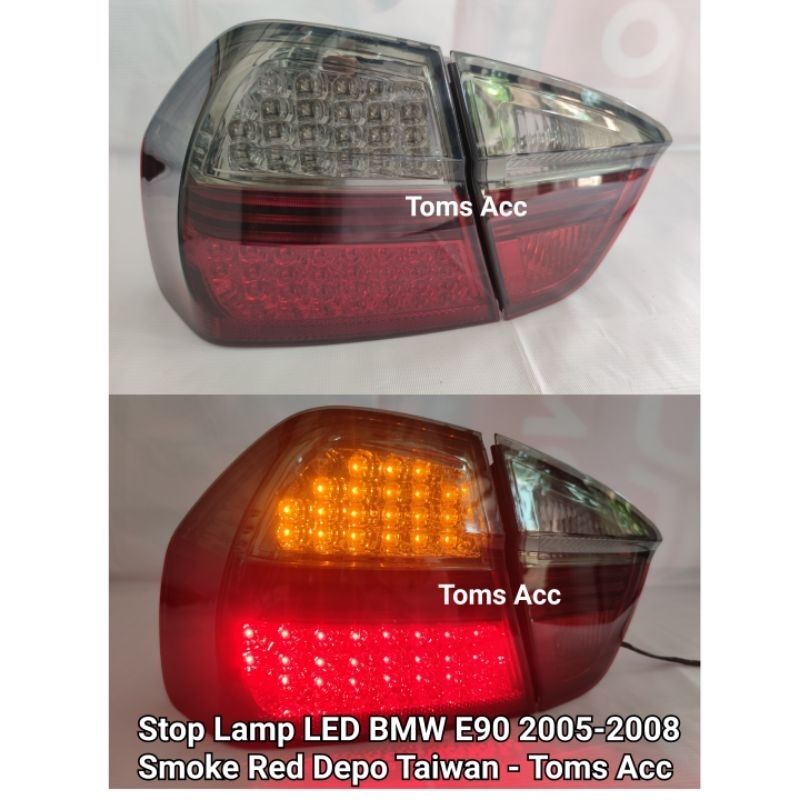Stop Lamp LED BMW 3 Series 4D E90 2005 2008 Lampu Belakang Rem Tail Light Stoplamp Smoke Red Depo Ta