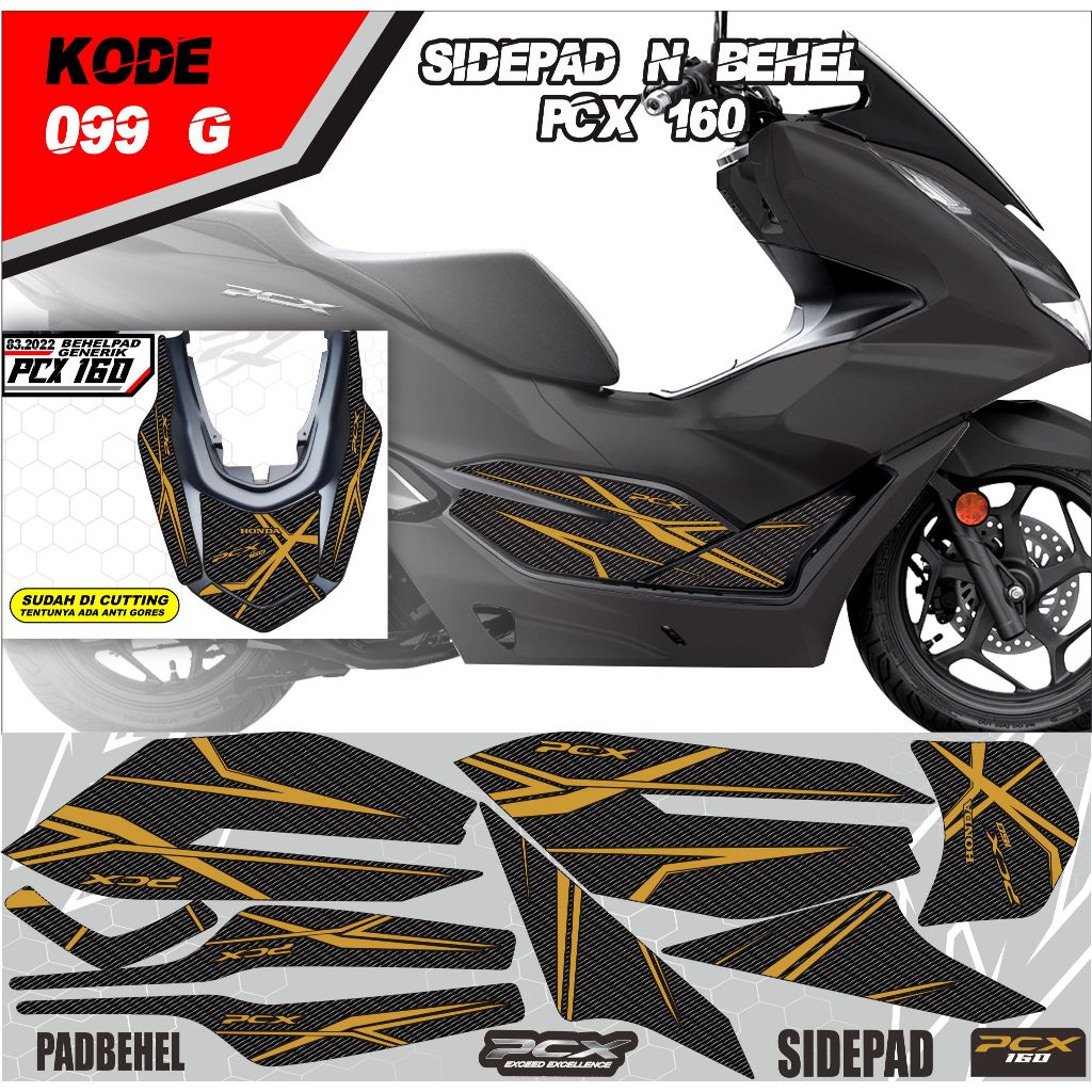 Stripline - Sticker Print and Cut Sidepad Behel Full Set Variasi Honda PCX 160 Motif Karbon Striplin