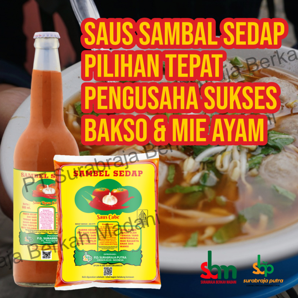 Saus Sambal Sedap Surabraja 600 gr, Saos Sambal Khusus Bakso Mie Ayam, Saos Ubi