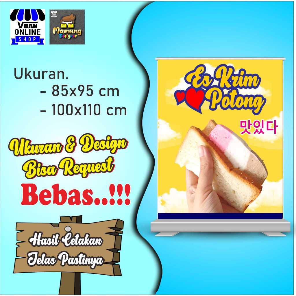 Spanduk, Banner, Mmt Jualan Es Cream Potong, Es Krim Potong
