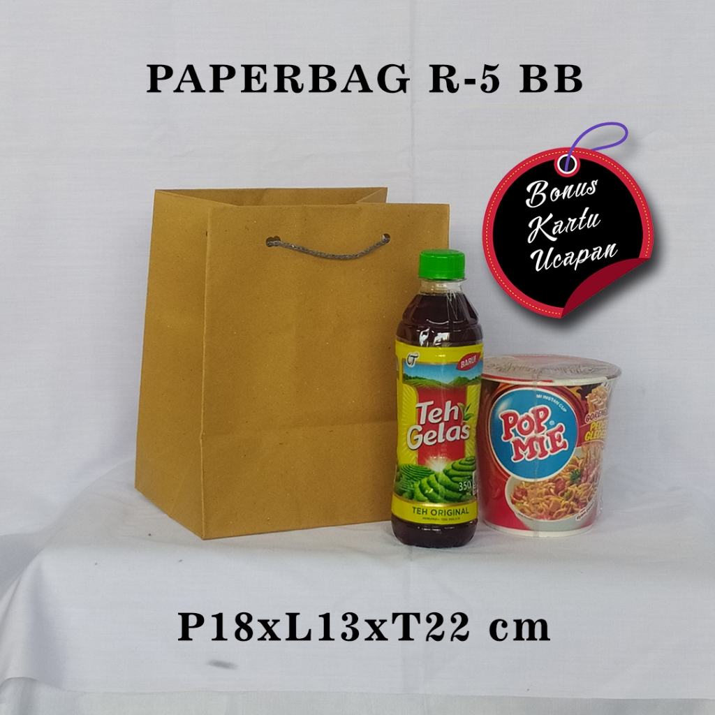 

PAPERBAG BONUS KARTU UCAPAN UKURAN R-5 BB (P18 X L13 X T22 CM) UNTUK POPMIE BESAR TEH BOTOL DLL