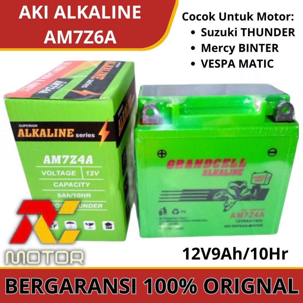 AKI KERING SUZUKI THUNDER AKI KERING ALKALINE AM7Z4A 12V9AH/10hr BINTER VESPA