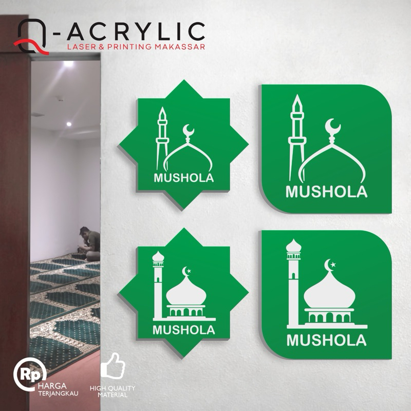 Tulisan Musholla Akrilik | Akrilik Musholla | Papan Tanda Akrilik Mushola