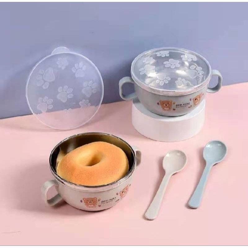Mangkok Bayi Stainless/ Mangkok Tutup Kedap Udara Mpasi Anak