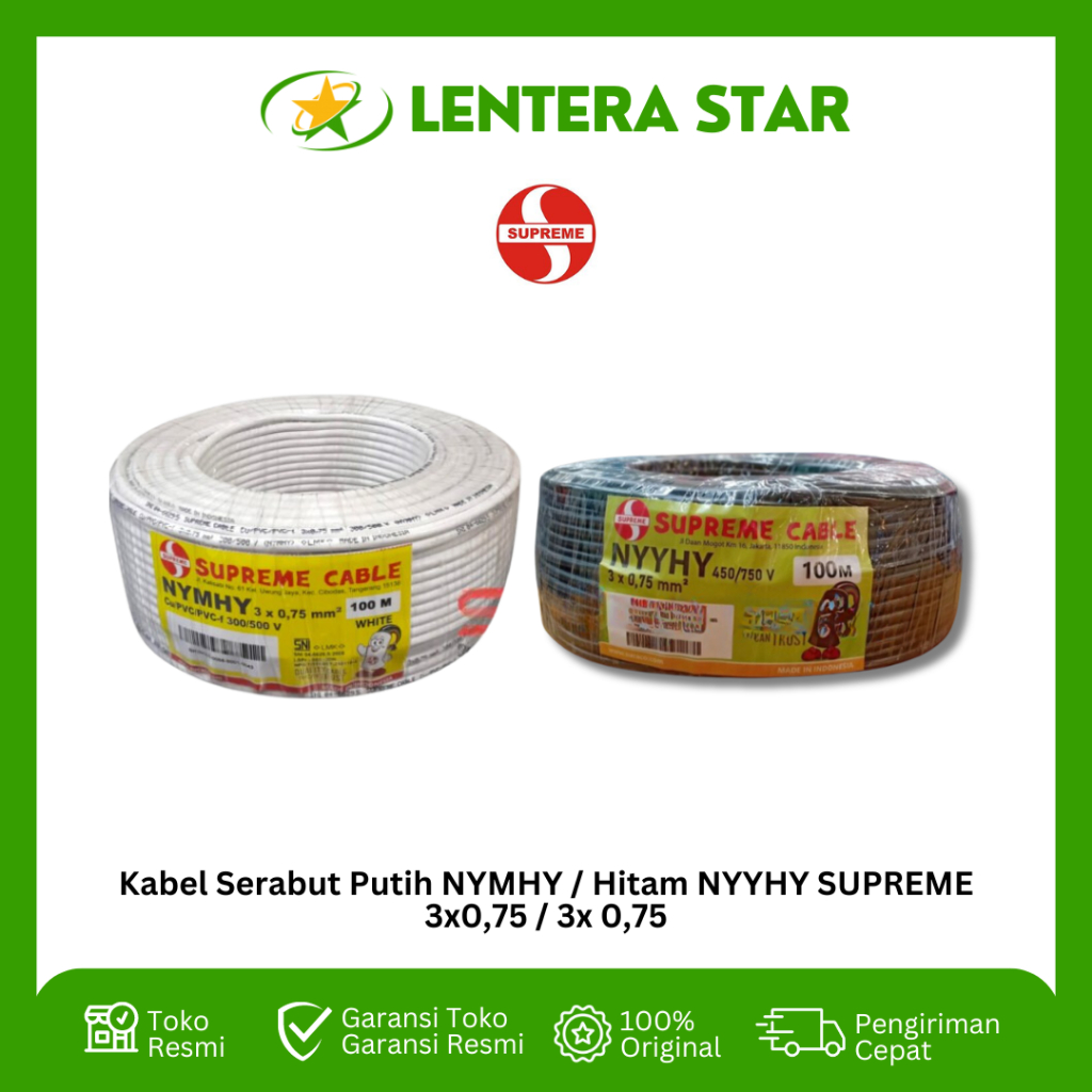 Kabel Serabut Putih NYMHY / Hitam NYYHY SUPREME 3x0,75 / 3x 0,75