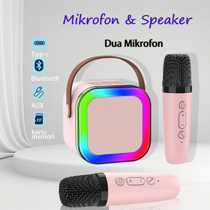 Speaker Karaoke Microphone mini Bluetooth 1 mic K12