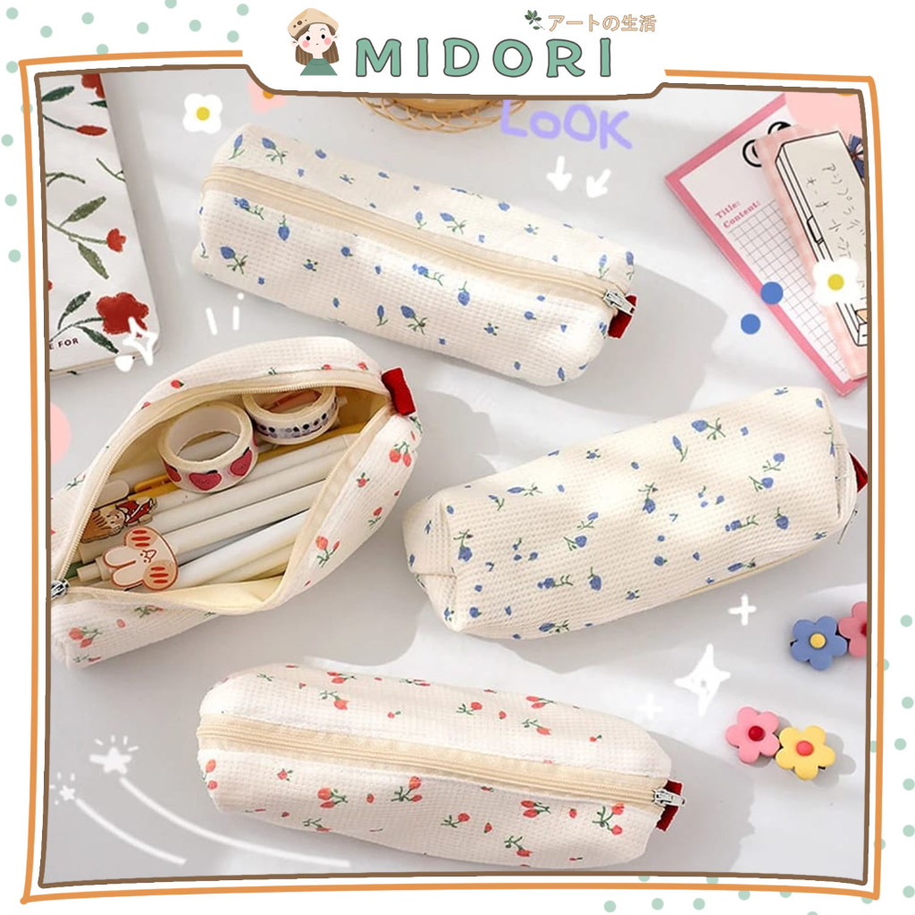 

[MIDORI] Kotak Pensil CUTE SMALL FLOWER Pencil Case Floral Minimalis Aesthetic Soft Korean Style Stationery - F0276