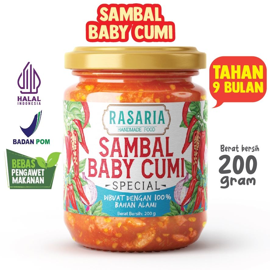 

Sambal Baby Cumi 200 gram - Sambal Cumi - Oseng Baby Cumi - Oseng Cumi - Makanan instan - Rasaria