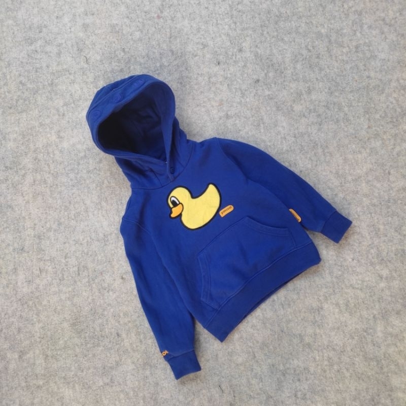 hoodie anak cowok cewek  pancoat biru motif bebek kuning lucu