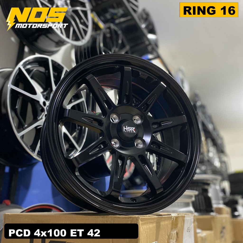 Velg hsr tikala r16 cocok untuk mobil agya brio pcd 4x100 lebar 7 et 42 hitam