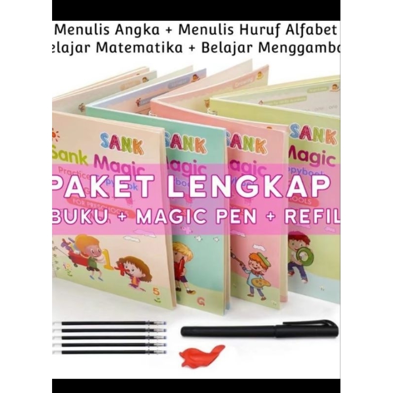

Sank Magic Book 4set + 5bolpoint / Buku Belajar Menulis Anak