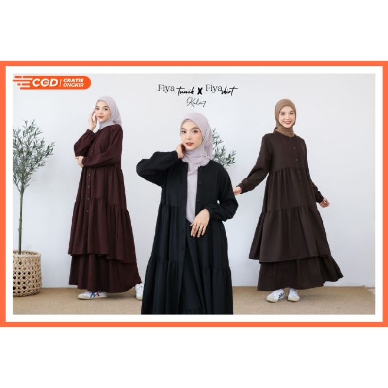 One Set Tunik dan Rok Katun Lyra Fiya Tunik dan Fiya Skirt by Kala 7 Polos