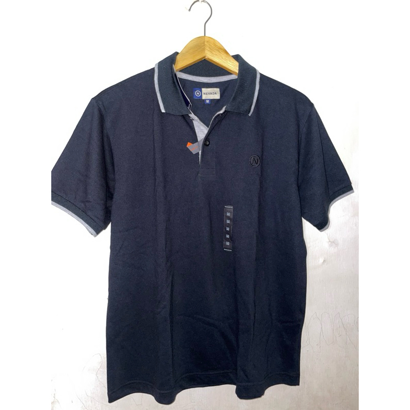 New Pakaian Atasan Pria Kaos Kerah Polo Kombinasi Garis Merk Nev4d4 Original Lengan Pendek Warna Hit