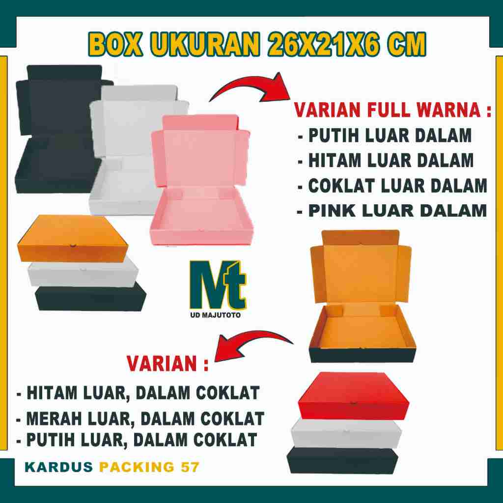 

(PAKET 5 PCS) Box 26x21x6 cm / Box Lipat Depan / Karton Polos / Box Pizza / Box Hampers