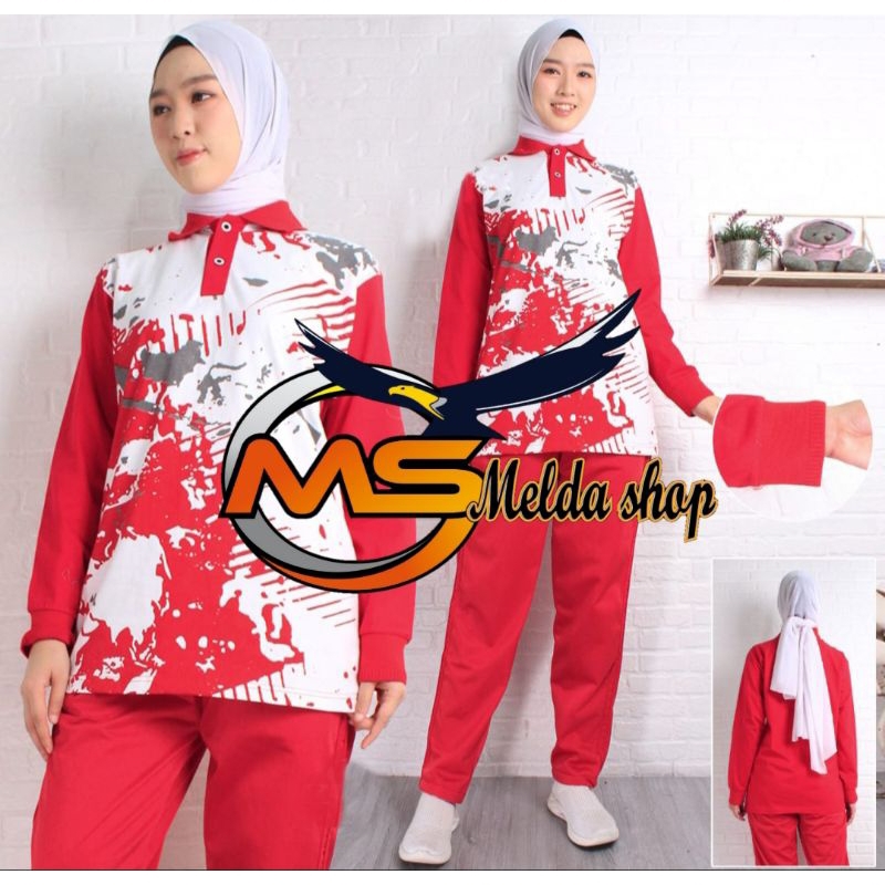 satu setel baju dan celana merah putih buat Agustusan/setelan kaos olahraga merah putih unisex/set t