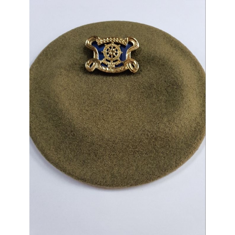 Baret Camel Pol pp Kupu Mika Dan Emblem  | Baret Camel Army | Topi Baret Unta Merah