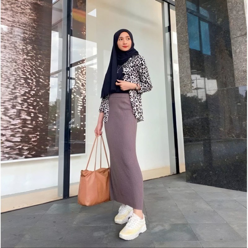 MF - MFS ROK PANJANG SPAN RIB KNIT WANITA GEA / ROK SPAN KNIT RENNA / Rok Span Wanita Stretch / Fash